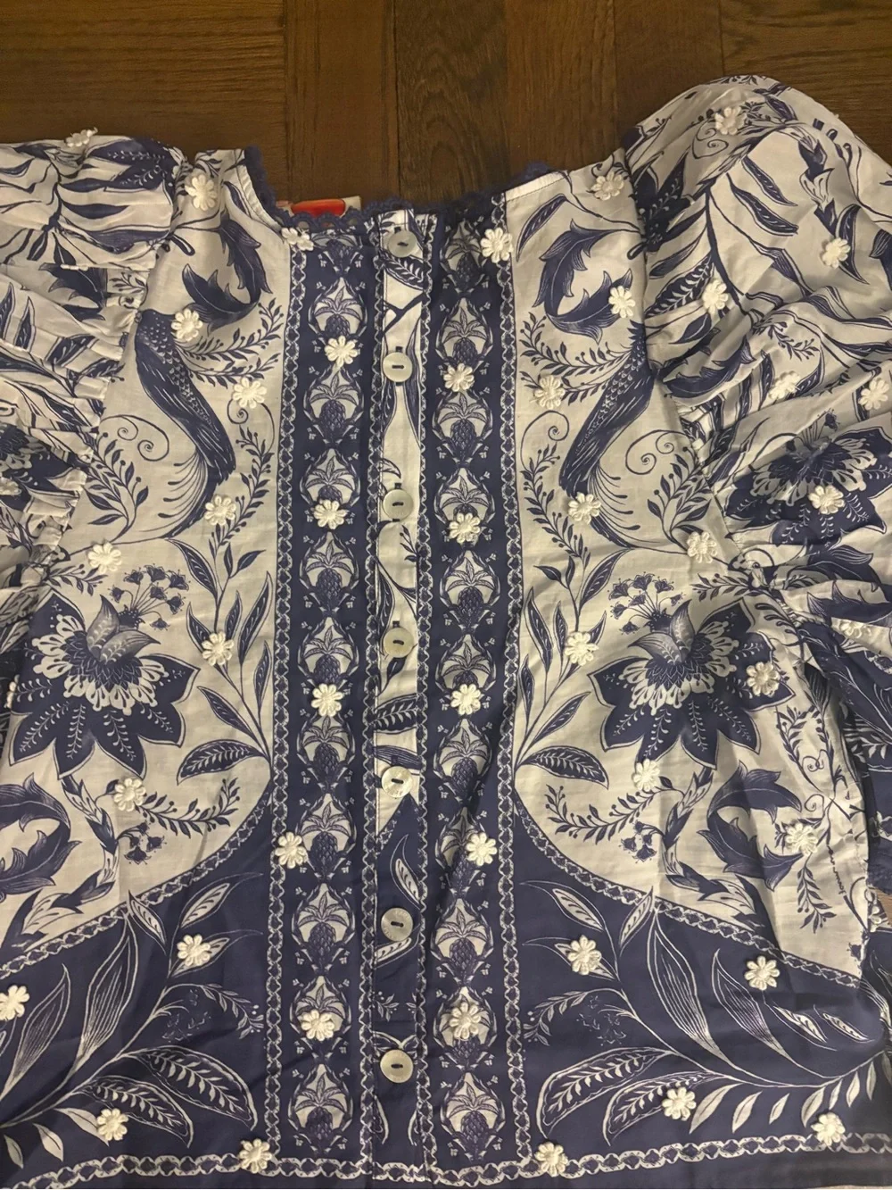 Farm Rio Off-White Nina 3d Flowers Blouse